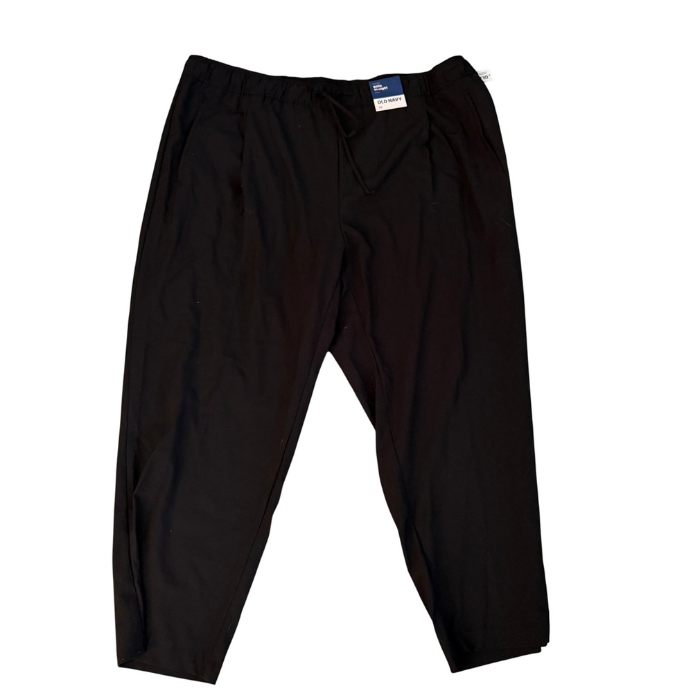 Old Navy Billie Straight Pants Womens 2X Black NEW High Rise Ankle Drawstring